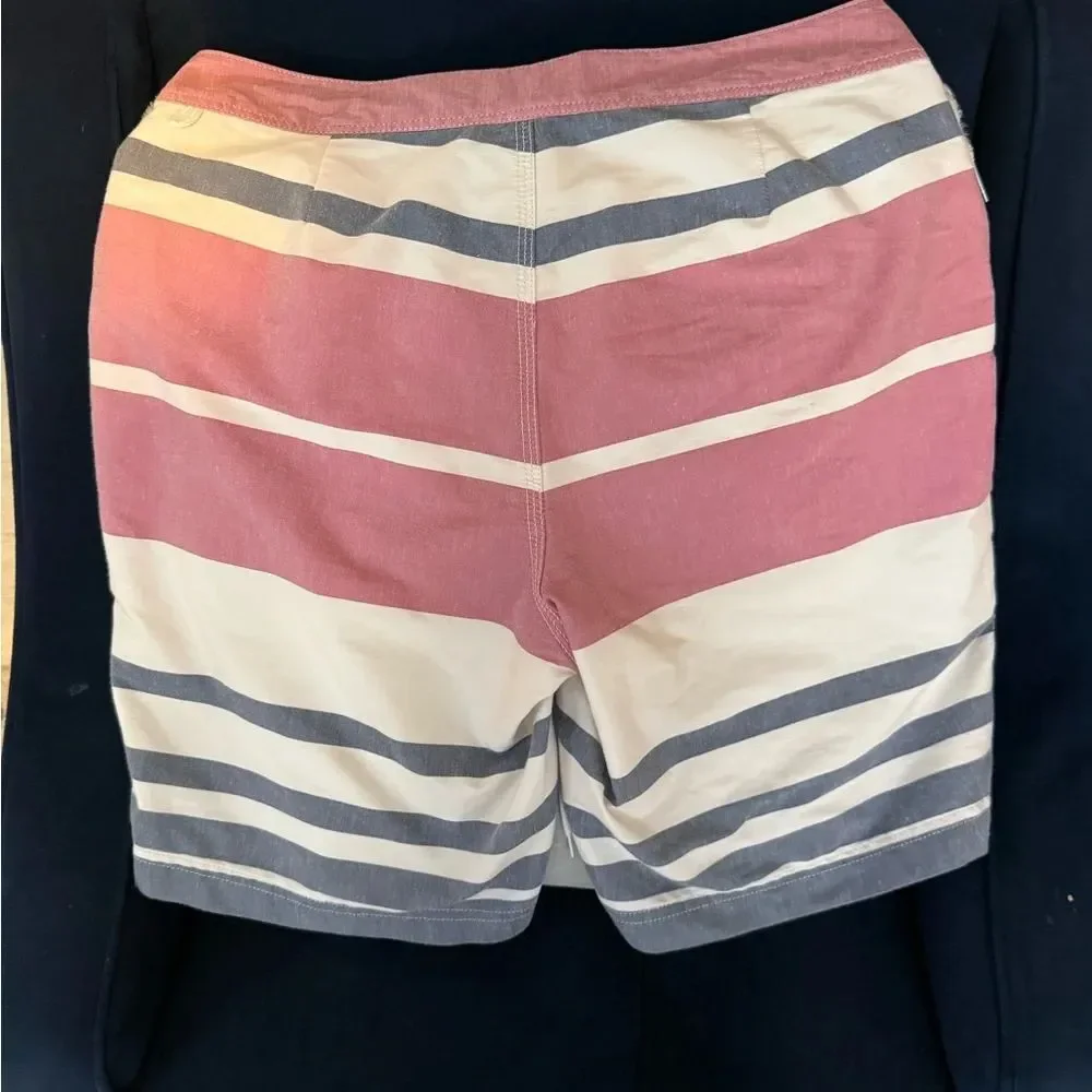 J. Crew Men's Pink, White & Gray Striped Swim Shorts